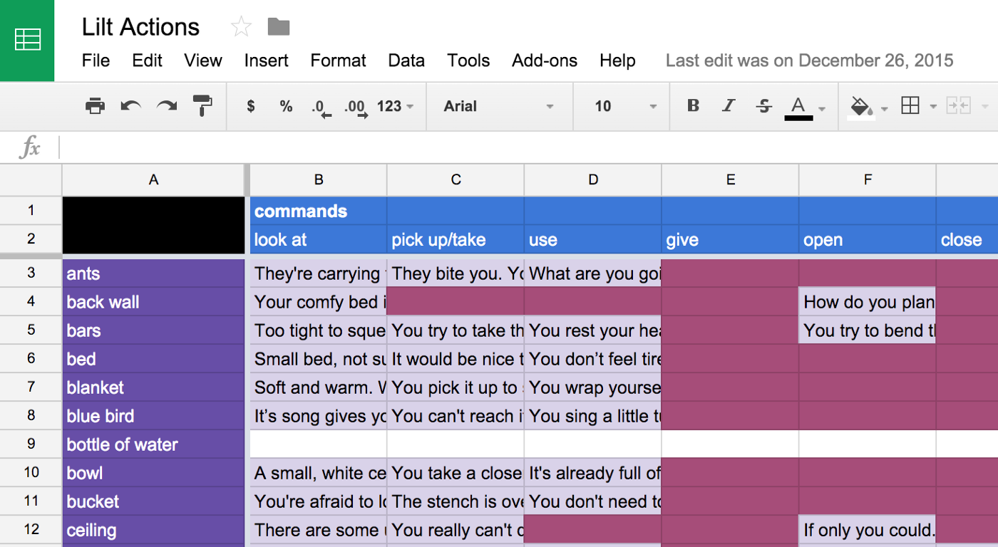 Screenshot of the Lilt spreadsheet